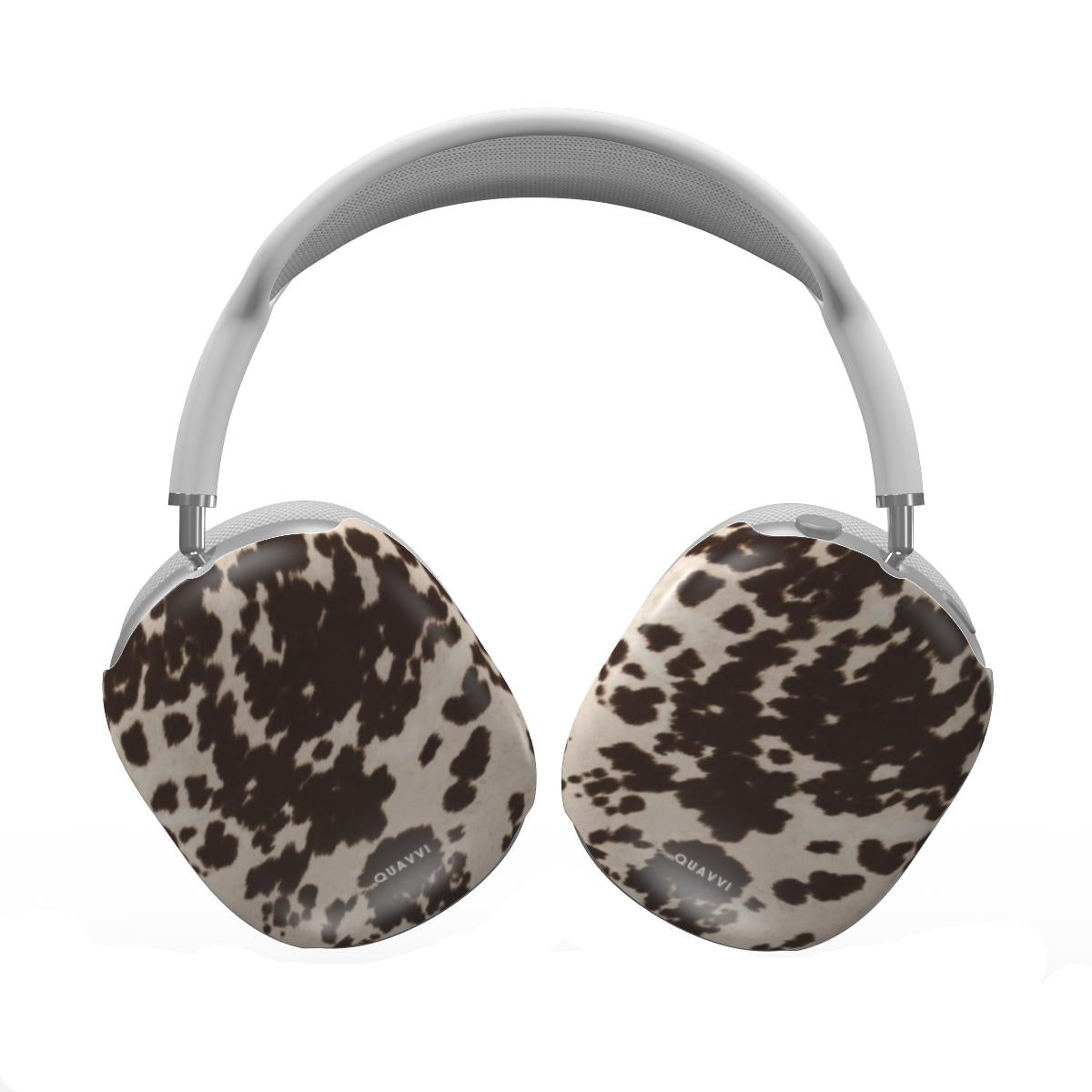 Rustler's Hide Apple Airpods max case by QUAVVICASES – cow pattern with brown and white, slim fit and easy to click on