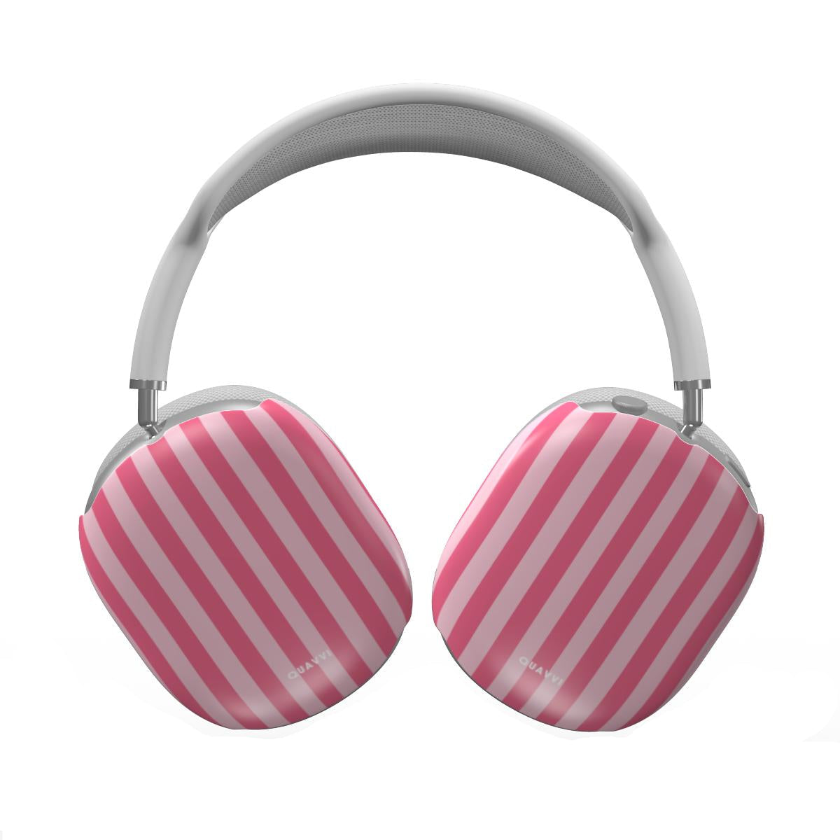 Candystripe Apple Airpods max case by QUAVVICASES – bright pink and baby pink stripes, slim fit, glossy