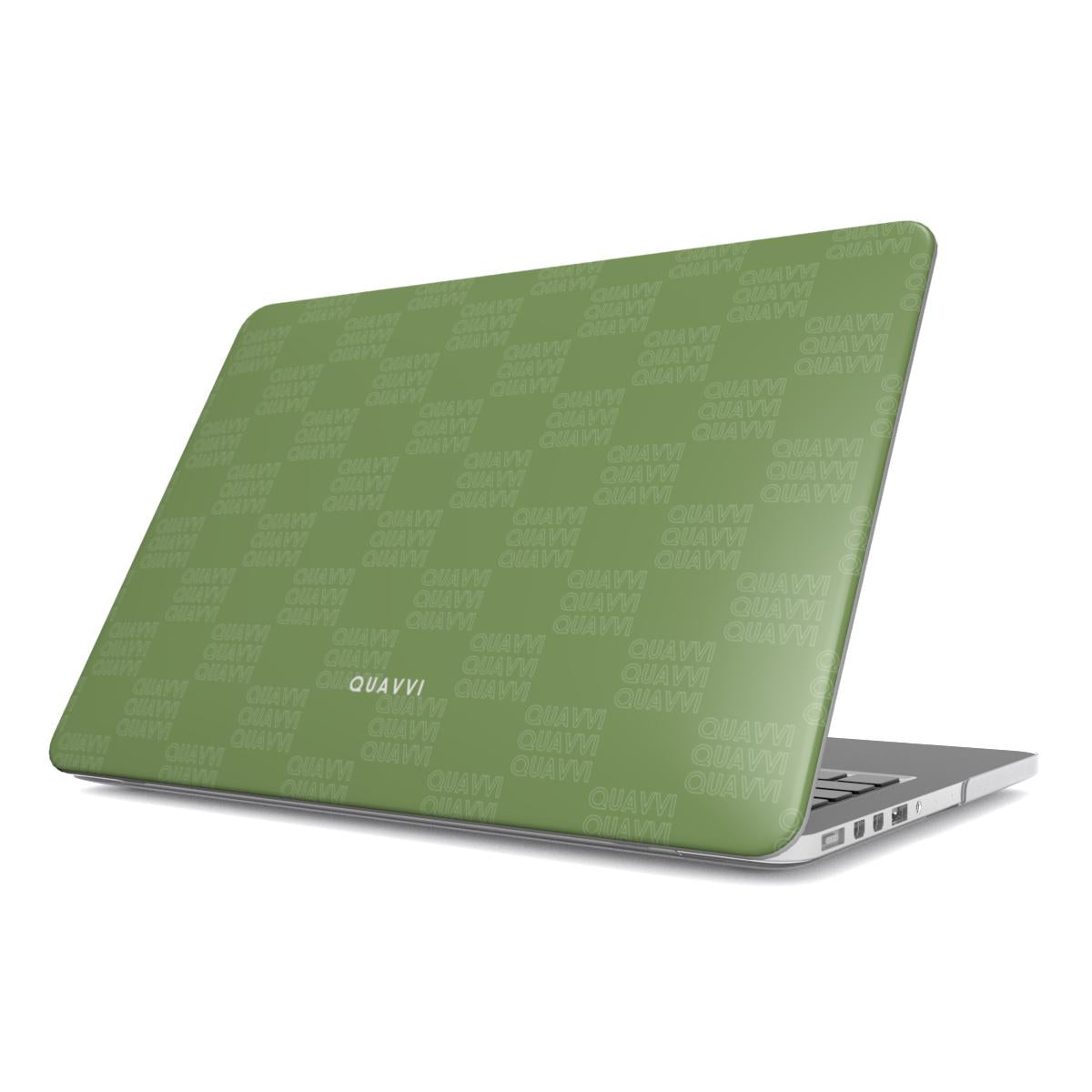 Quavvi Olive Apple Macbook case by QUAVVICASES – green case with checkered quavvi design, full protection with ventilation holes, slim fit