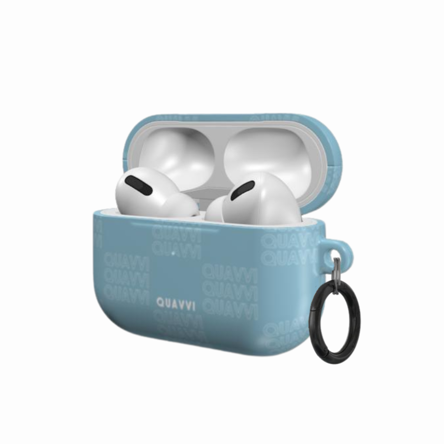 QUAVVI Ice Blue Apple Airpods pro case by QUAVVICASES – checkered light baby blue, full coverage, tough design, with ring