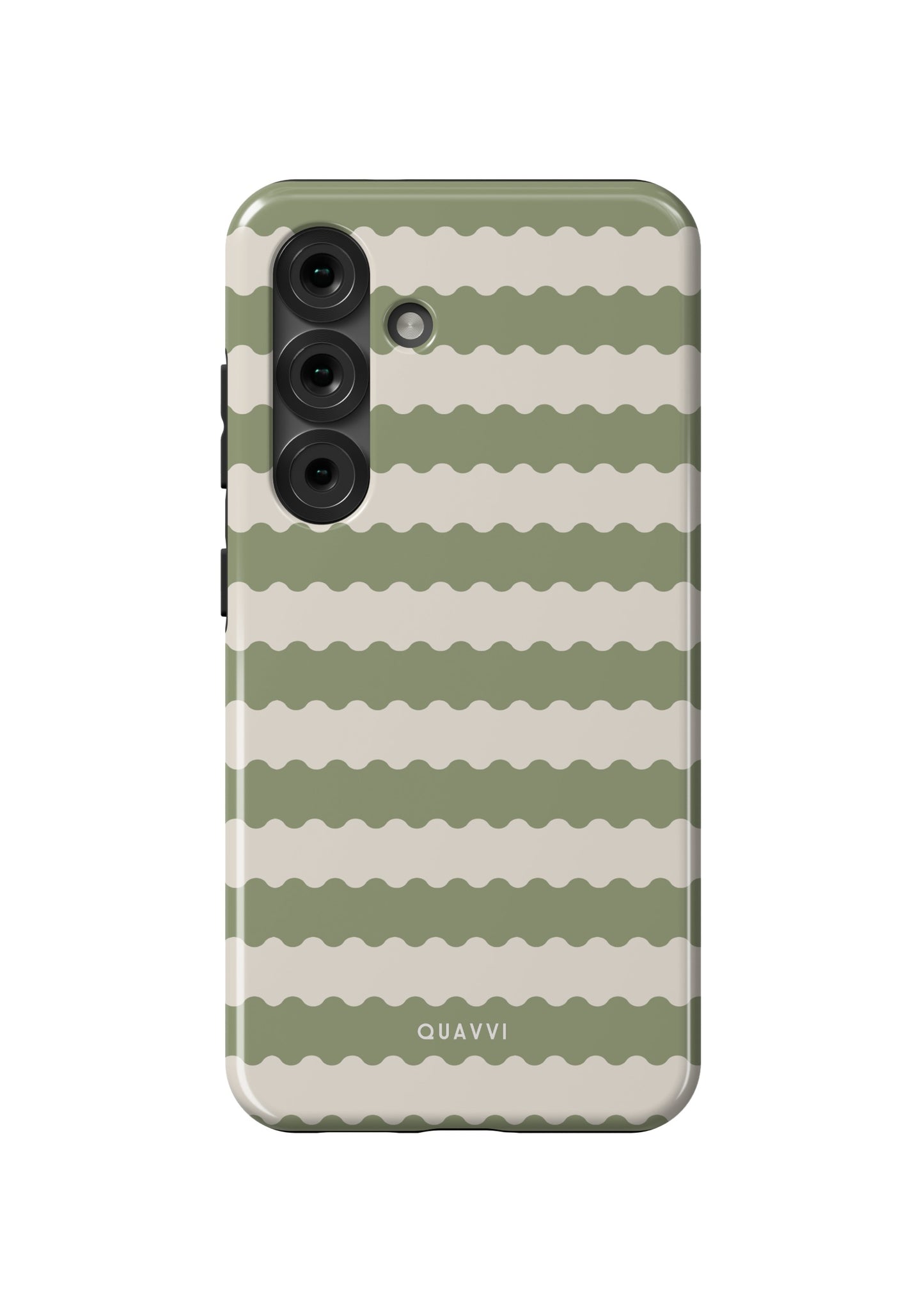Pistachio Dream Samsung Galaxy phone case by QUAVVICASES – pastel green & beige wavy lines, tough, shock absorption, dual-layer design