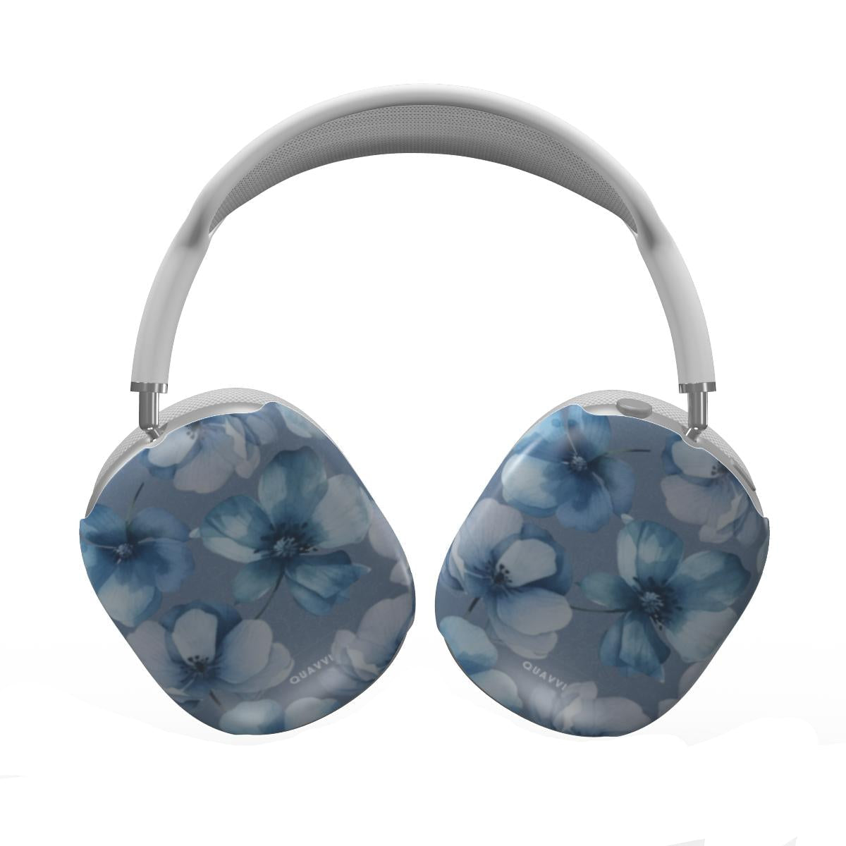 Floral Breeze Apple Airpods max case by QUAVVICASES – vintage blue flowers design, slim fit, glossy and lightweight