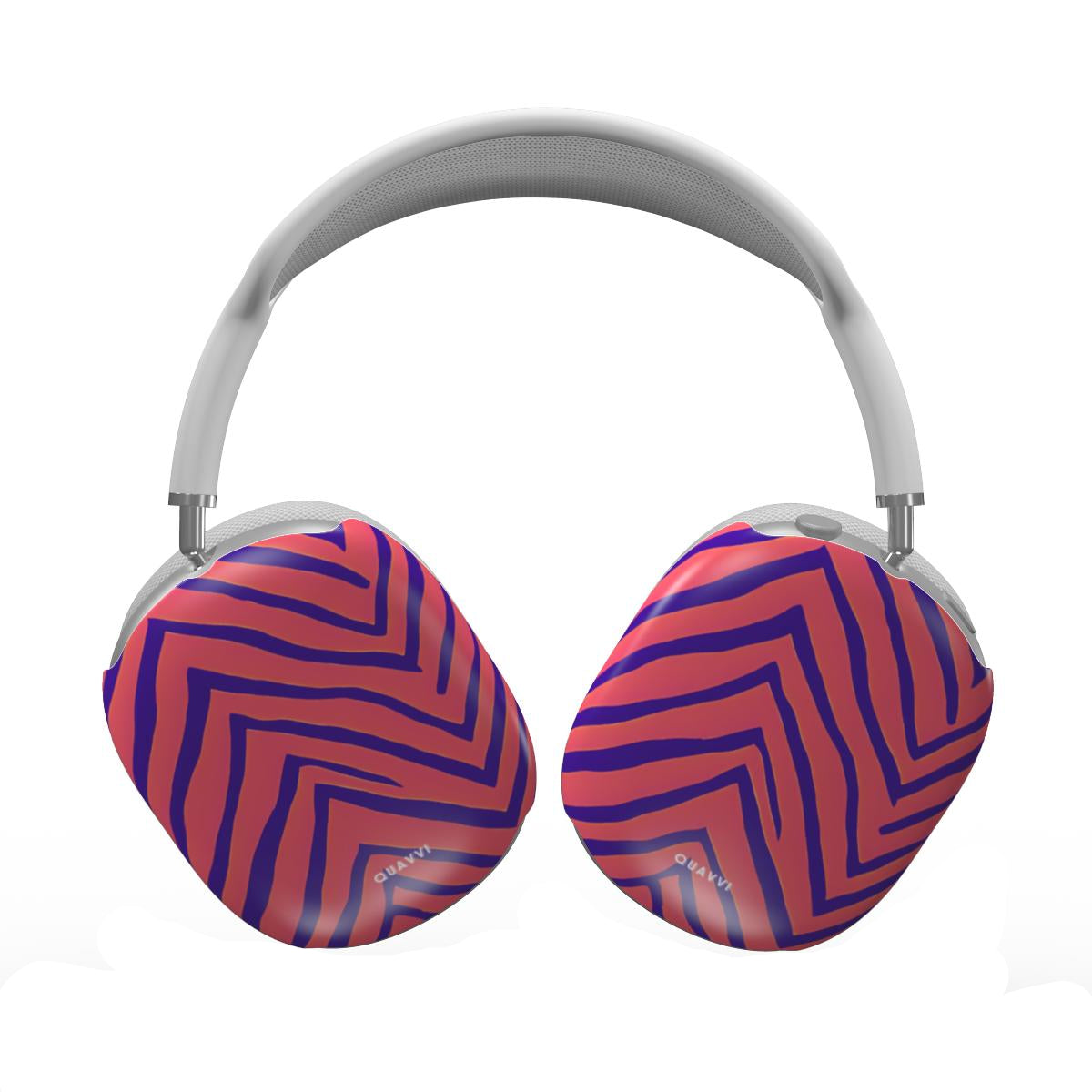 Funkadelic Apple Airpods max case by QUAVVICASES – bright pink and purple abstract stripe, full coverage, with ring, glossy