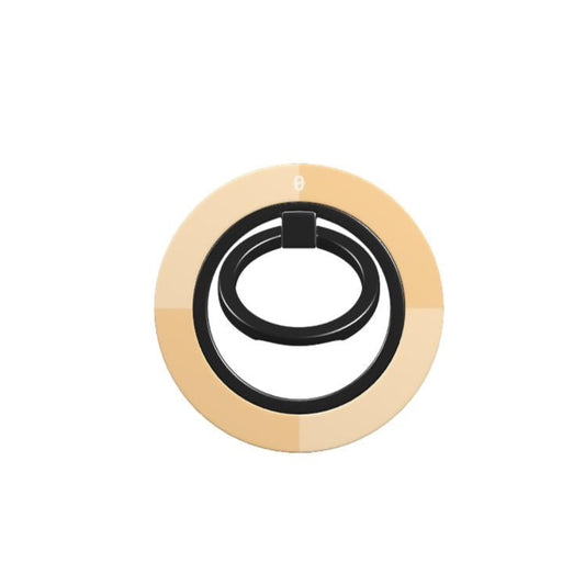 SOLARA phone grip by QUAVVICASES – beige with yellow sun pattern, fully rotatable magnetic ring