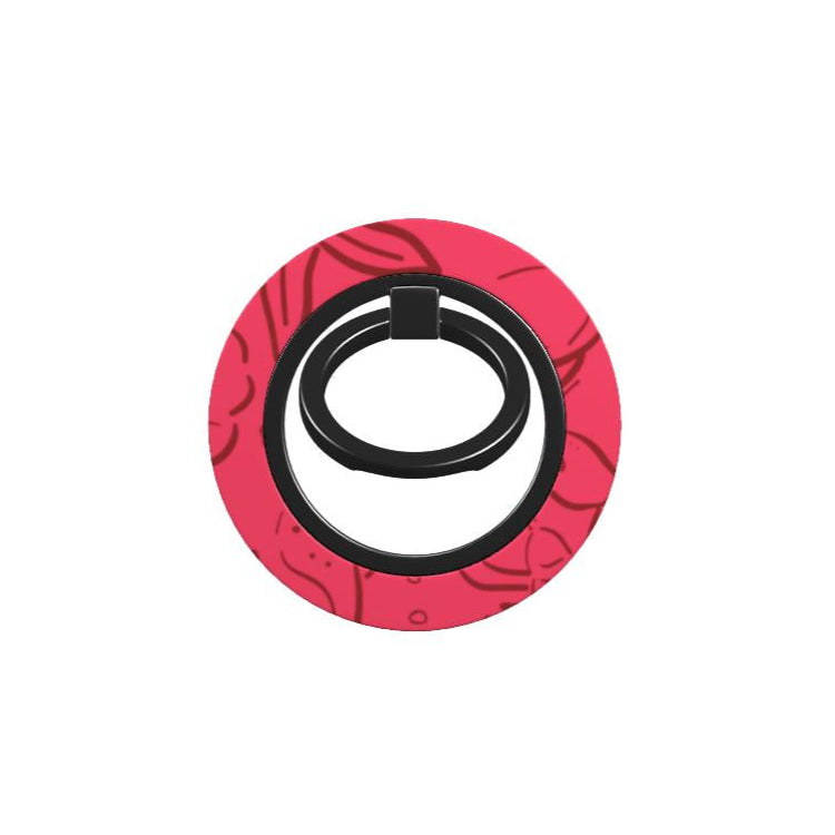 SIRENA Magnetic Phone Grip by QUAVVICASES – bright pink design with dark red sea animal drawings, fully rotatable ring with magsafe compatibility
