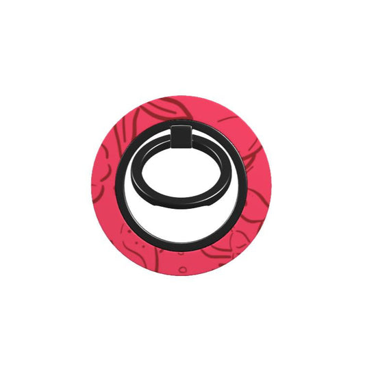 SIRENA Magnetic Phone Grip by QUAVVICASES – bright pink design with dark red sea animal drawings, fully rotatable ring with magsafe compatibility