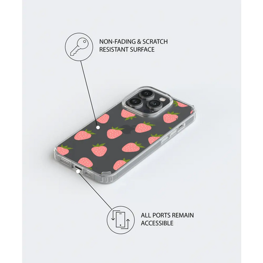 BERRY CUTE clear phone case pink strawberry Tech Accessories