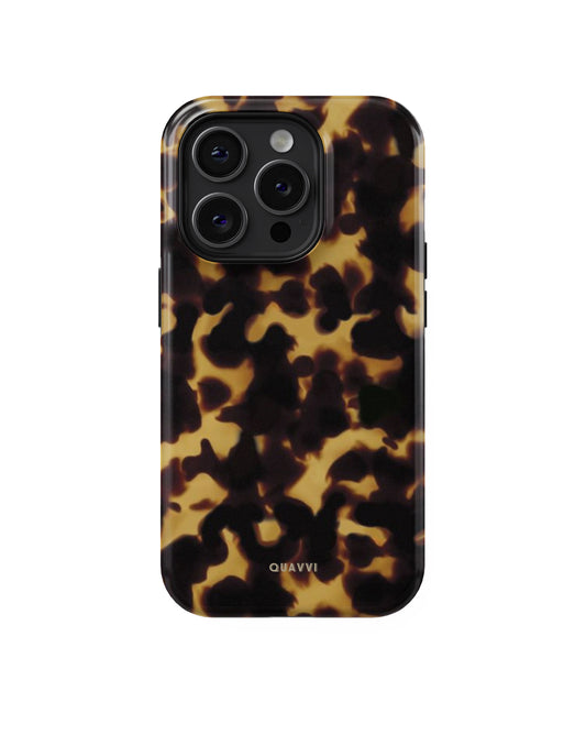 Carapace Apple iPhone case by QUAVVICASES – turtoise pattern with black and yellow, shock protected, tough design