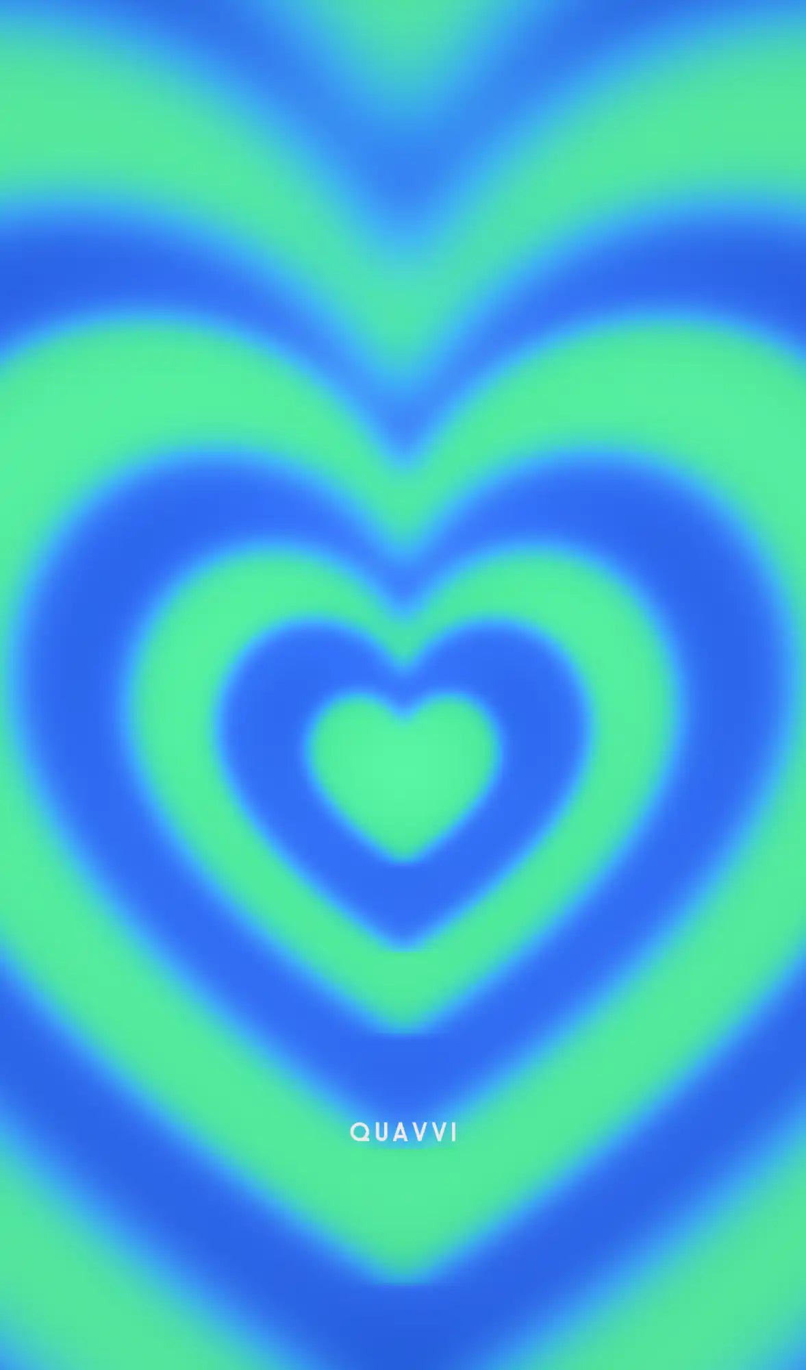Concentric blue and green hearts.