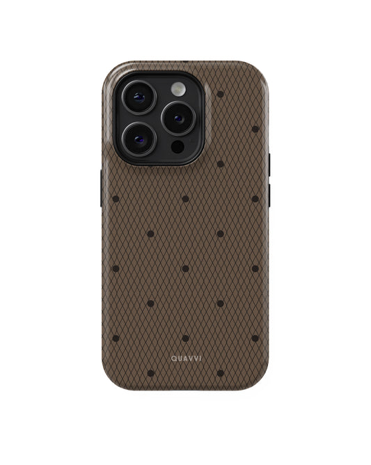 Desire Apple iPhone phone case by QUAVVICASES – brown panty-like design with black dots, dual-layer protection, tough, premium quality