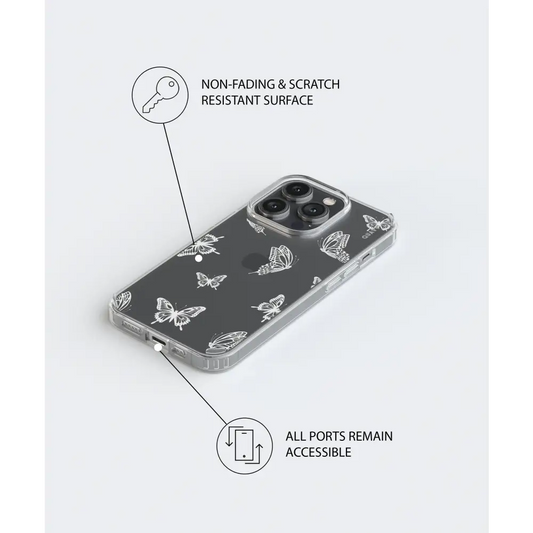 FLUTTER AWAY SAMSUNG clear phone case white butterfly Tech Accessories