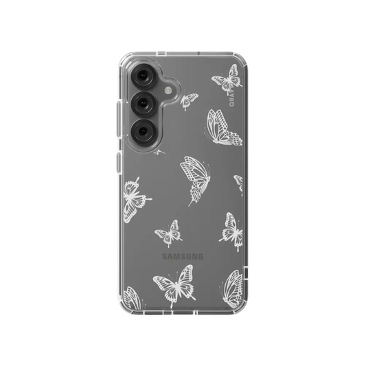 FLUTTER AWAY SAMSUNG clear smartphone case white butterfly Tech Accessories