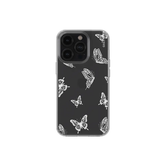 FLUTTER AWAY black smartphone case white butterfly Tech Accessories