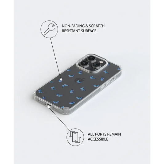 FREE SPIRIT clear phone case blue butterfly Tech Accessories