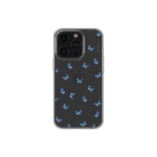 FREE SPIRIT clear phone case blue butterfly Tech Accessories