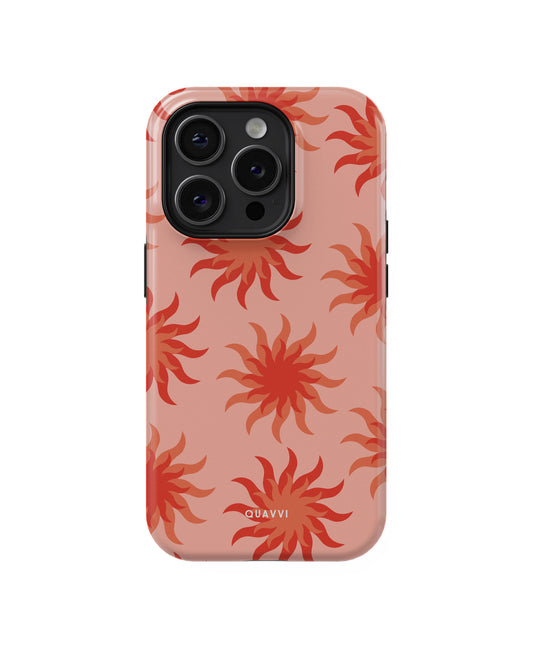 Golden Hour Apple iPhone case by QUAVVICASES – bright orange with sun-inspired pattern, shockproof premium tough design.