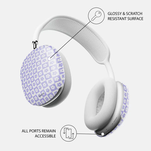 GRANNY’S PARLOR AIRPODS MAX white over ear headphones purple floral Tech Accessories
