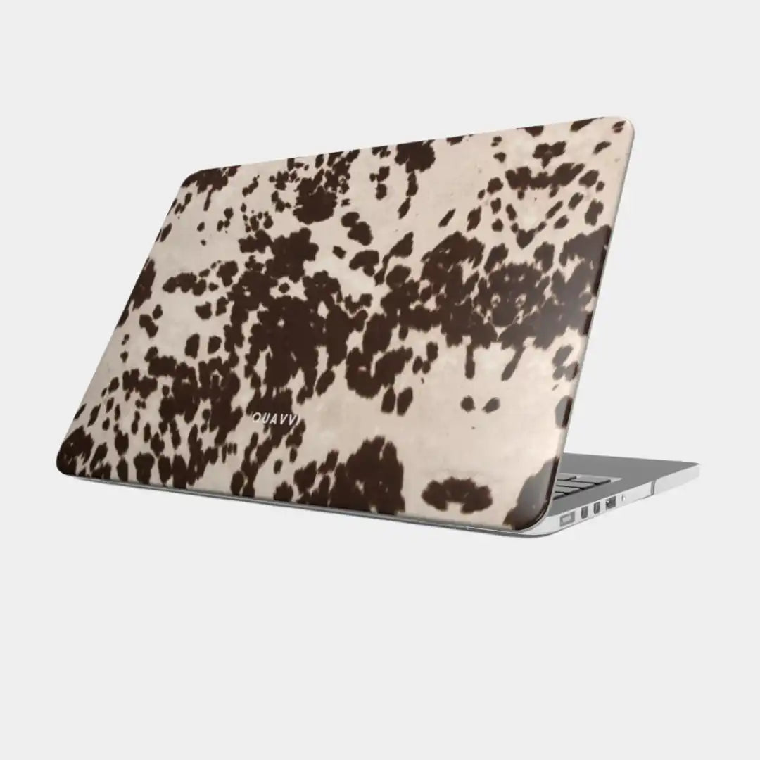 Laptop with cowhide pattern.