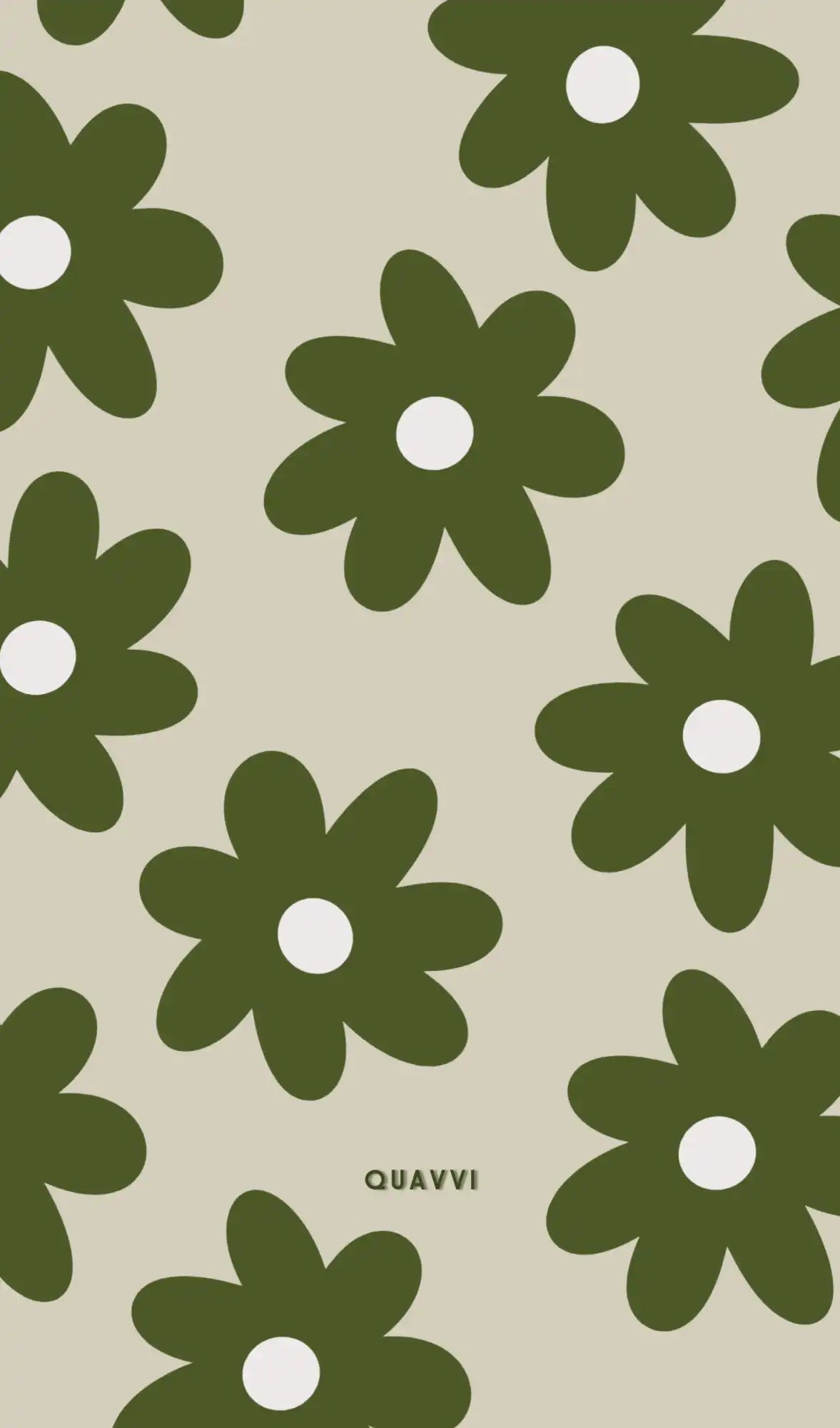 Olive green floral pattern.
