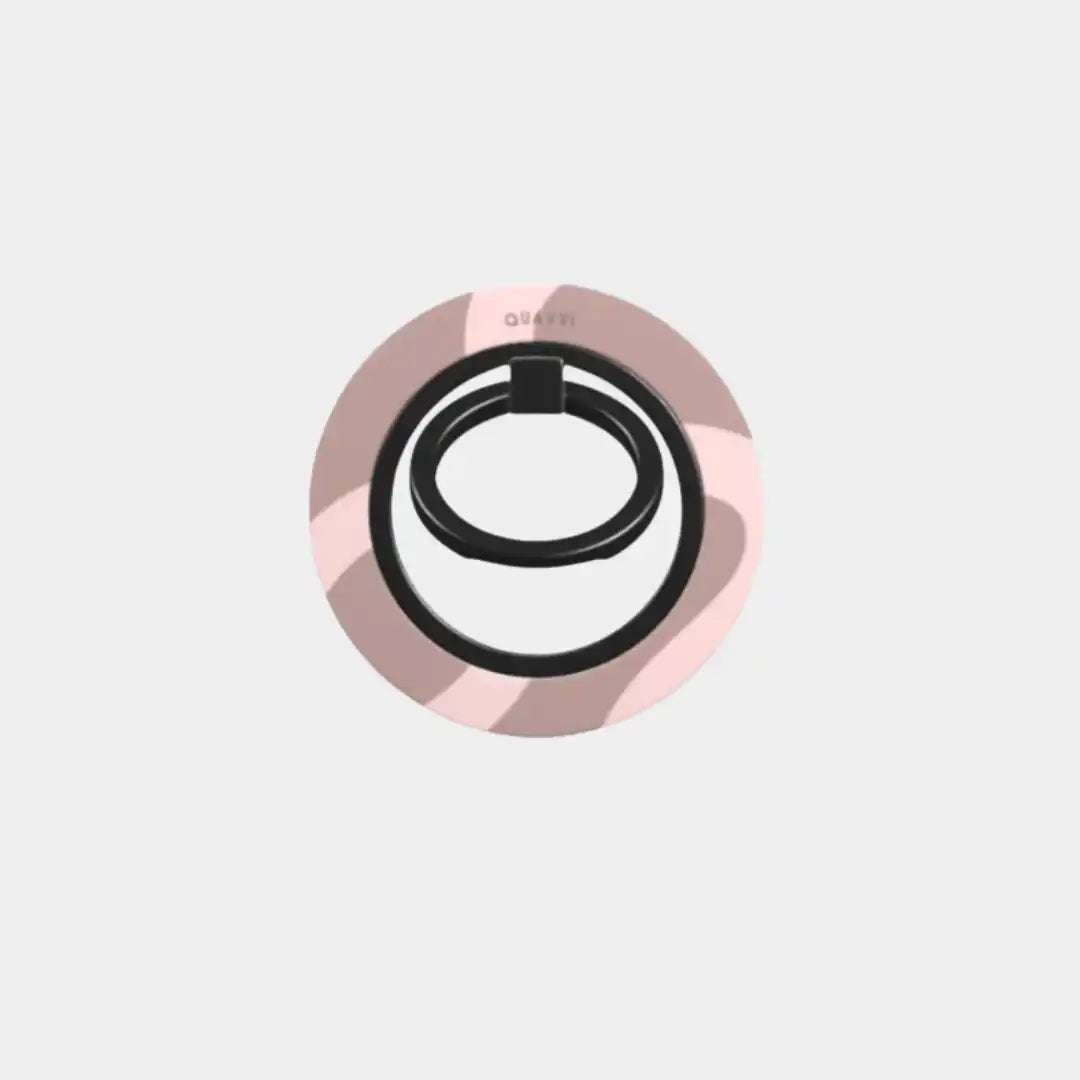 Pink and brown swirled phone grip.