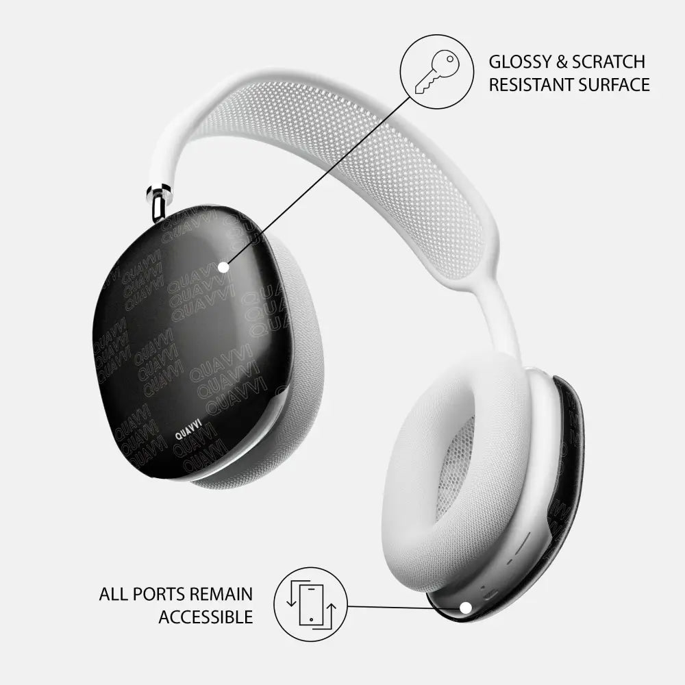 QUAVVI BLACK AIRPODS MAX white over ear headphones glossy scratch resistant Tech Accessories