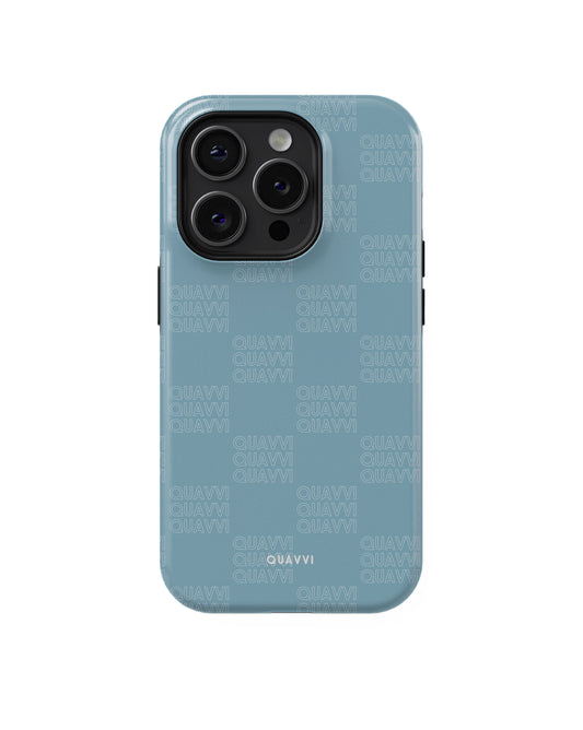 QUAVVI Ice Blue Apple iPhone phone case by QUAVVICASES – checkered light baby blue, shockproof, tough, dual-layer design