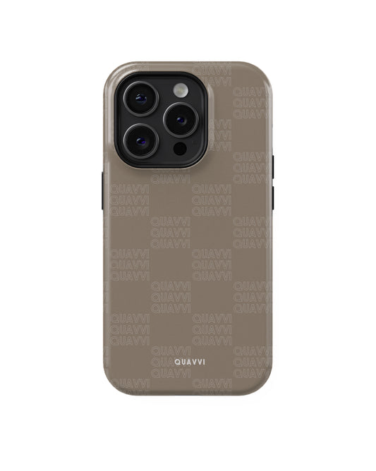 Quavvi Latte Apple iphone case by QUAVVICASES – nude brown with checkered design, dual-layer, tough, shockproof, premium case