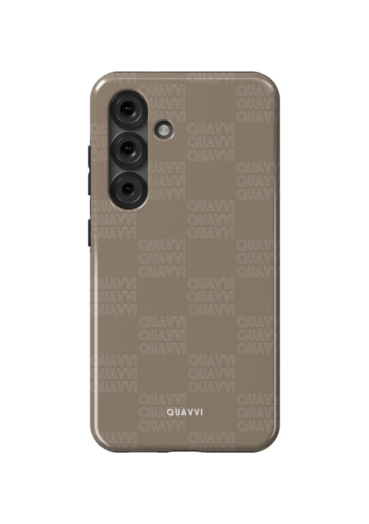 Quavvi Latte Samsung Galaxy phone case by QUAVVICASES – nude brown with checkered design, dual-layer, tough, shockproof, premium case