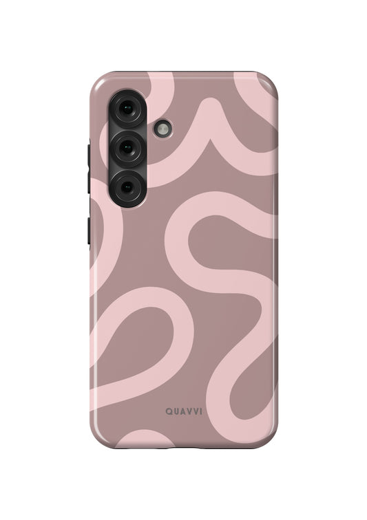 Rosy Twist Samsung Galaxy phone case by QUAVVICASES – pink background with baby pink abstract lines, tough and shockproof design, premium quality