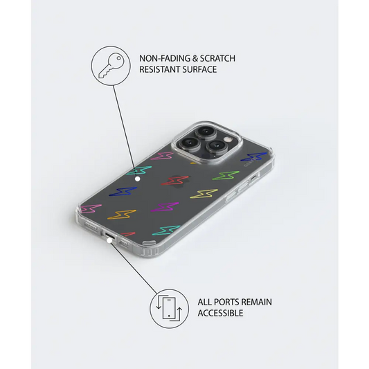 SHOCKWAVE clear phone case colorful bolt Tech Accessories