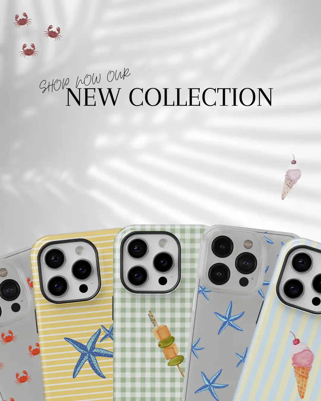 Summer-themed phone cases.