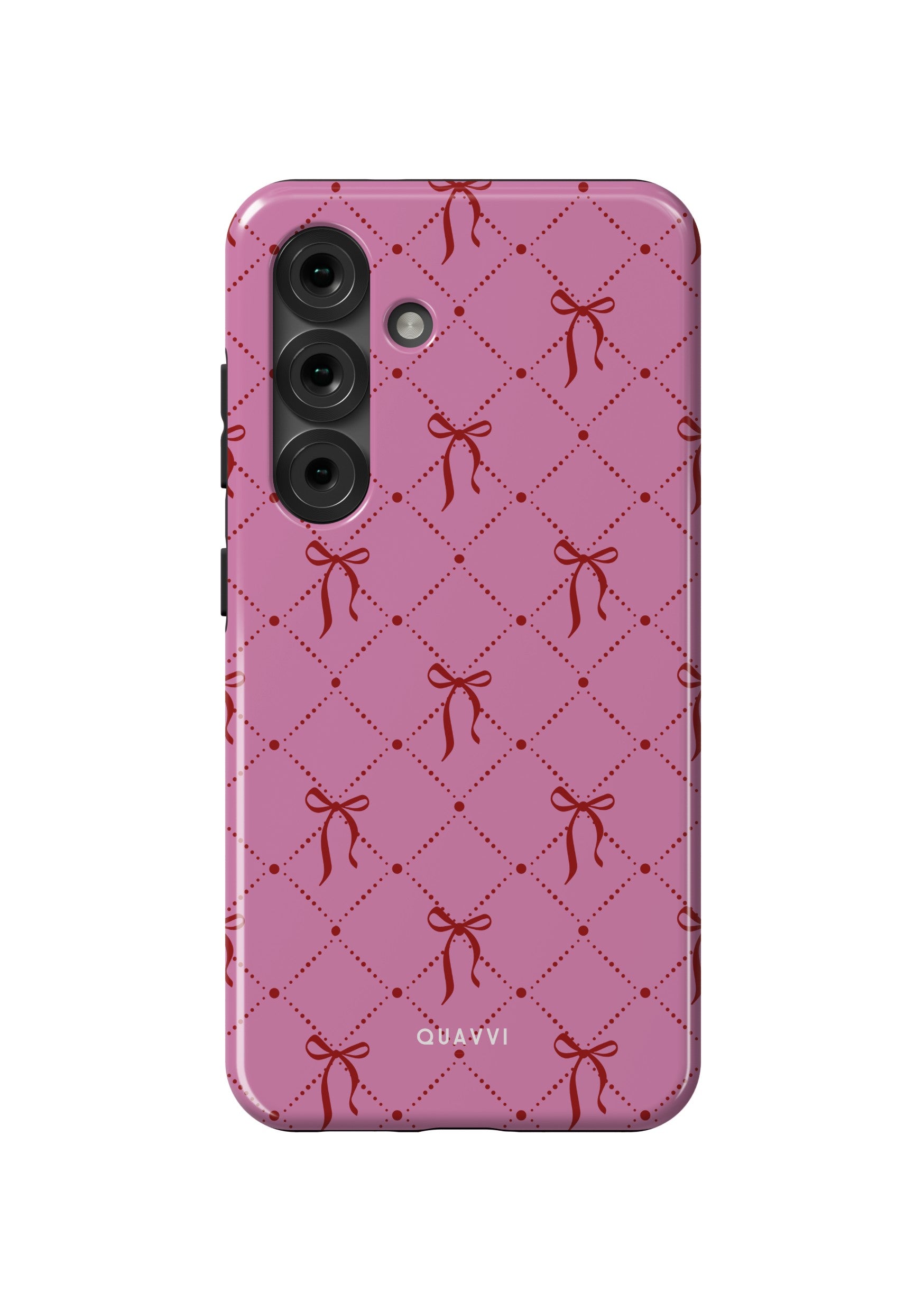 Sweetheart Samsung Galaxy phone case case by QUAVVICASES – bright pink case with red bow pattern, premium tough and high quality case with dual-layer protection